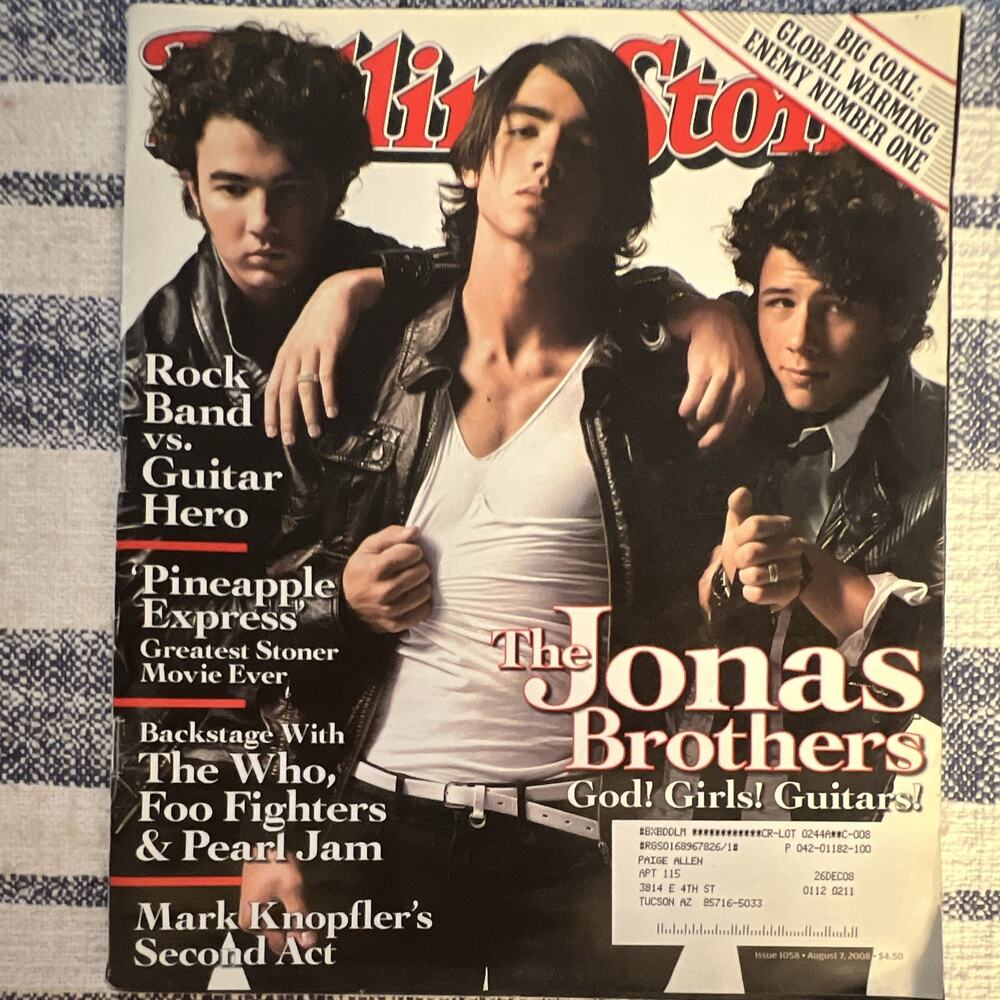 Rolling Stone Magazine Aug 2008 Issue #1058 Jonas Brothers Cover Illustrated